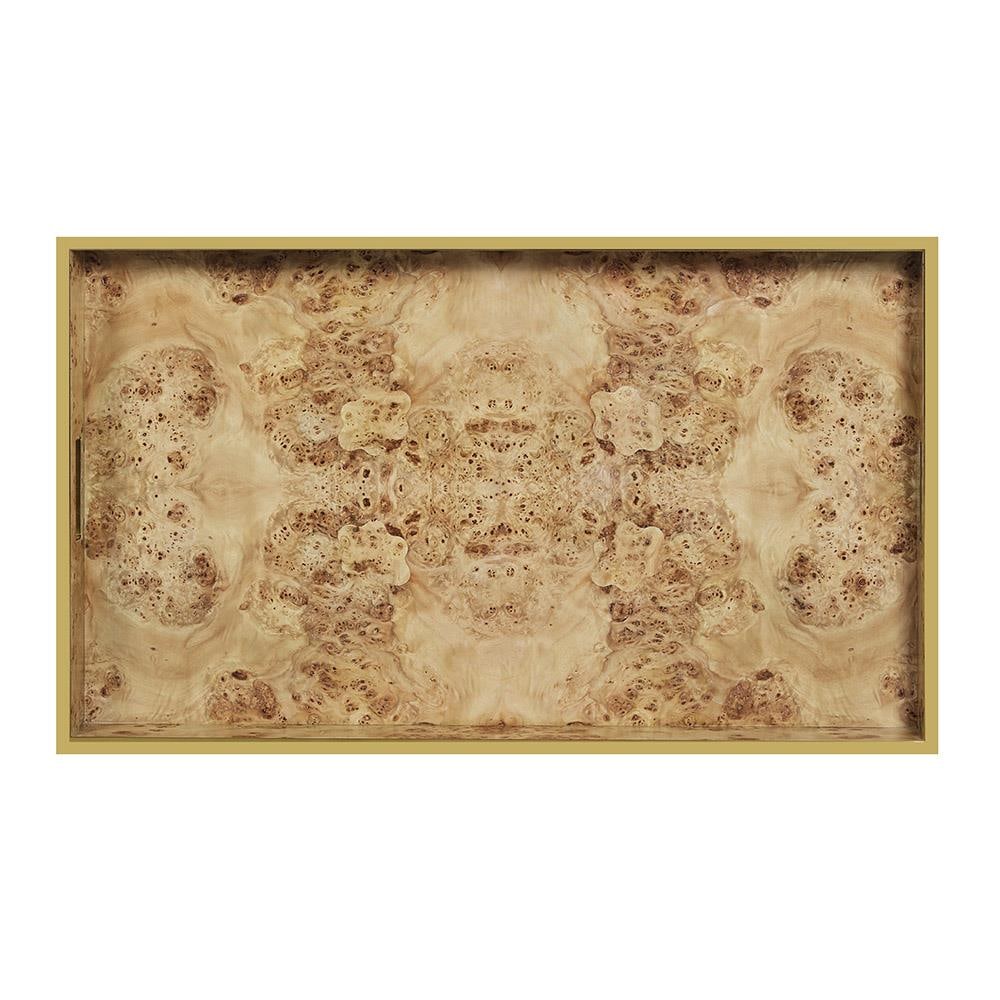 Oliver Home Stylish Burl Wood Serving Tray 36 x 21 Inches (1 of 3)
