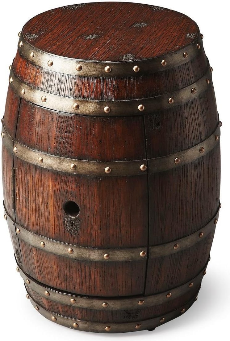 Butler Calumet Rustic Round Wooden Side Table Mountain Lodge Finish: Butler Calumet Rustic Round Wooden Side Table Mountain Lodge Finish Introducing the Mountain Lodge Round Wooden Table, a perfect addition to your rustic decor. This charming side table features a barr