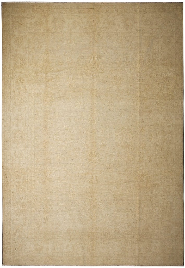 Hand-Knotted Chobi Peshawar Rug 9.0 x 11.8 Pale Beige Wool Ziglar Pattern (1 of 8)