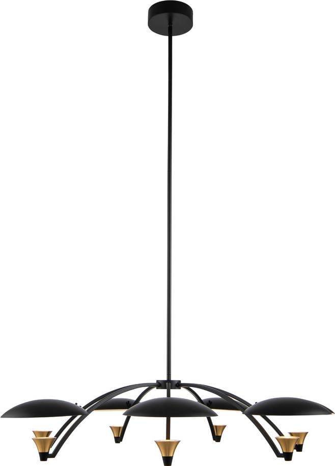 Mid-Century Modern 7-Light LED Chandelier by Kalco in Matte Black: Mid-Century Modern 7-Light LED Chandelier by Kalco in Matte Black Illuminate your space with this stylish Mid-Century LED Chandelier, designed. This remarkable fixture features a sleek combination of 