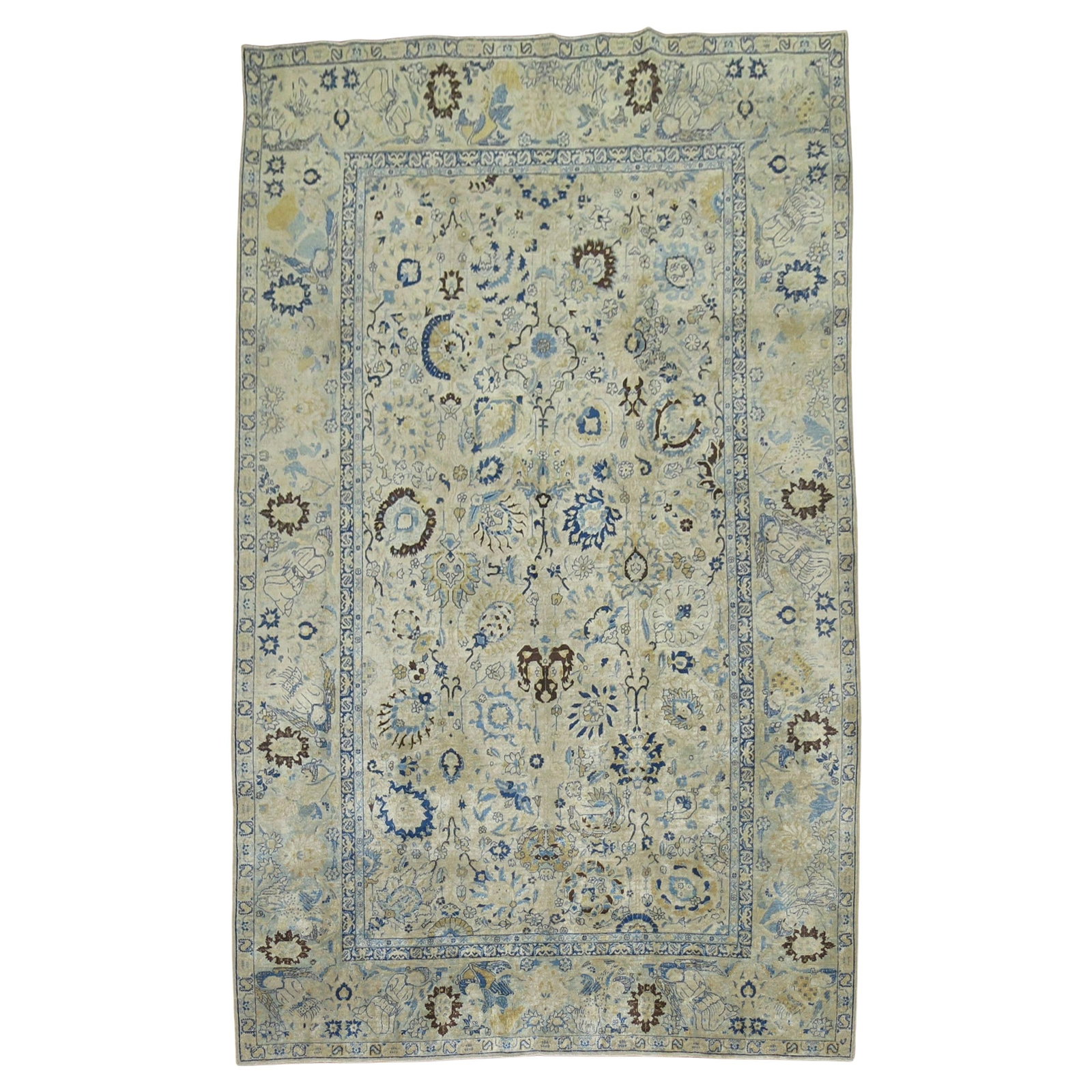Antique Tabriz Rug with Angel Border 78 x 122 Wool Hand-Knotted (1 of 8)