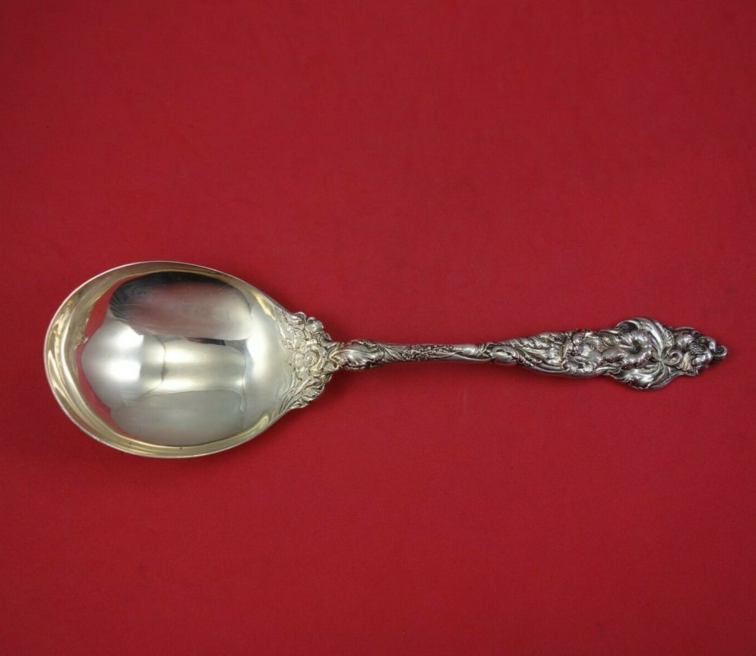 Reed and Barton Les Six Fleurs Sterling Silver Berry Spoon 9.25 inches (1 of 2)