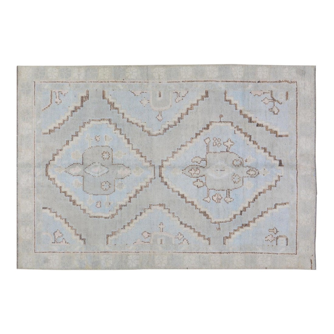 Handwoven Wool Area Rug Oushak Design 6'x8'9" Verdigris (1 of 6)