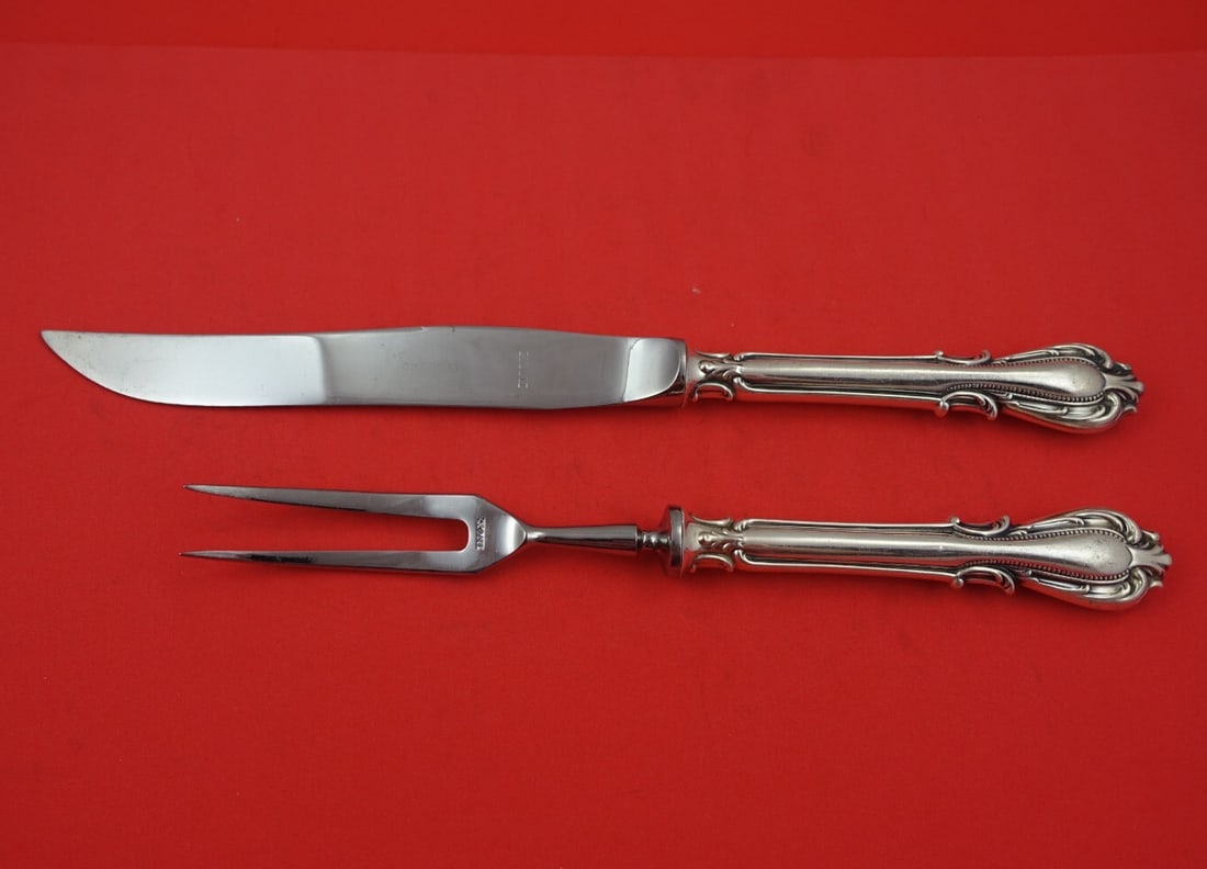 Camusso Boston Sterling Silver 2pc Roast Carving Set Knife Fork (1 of 3)