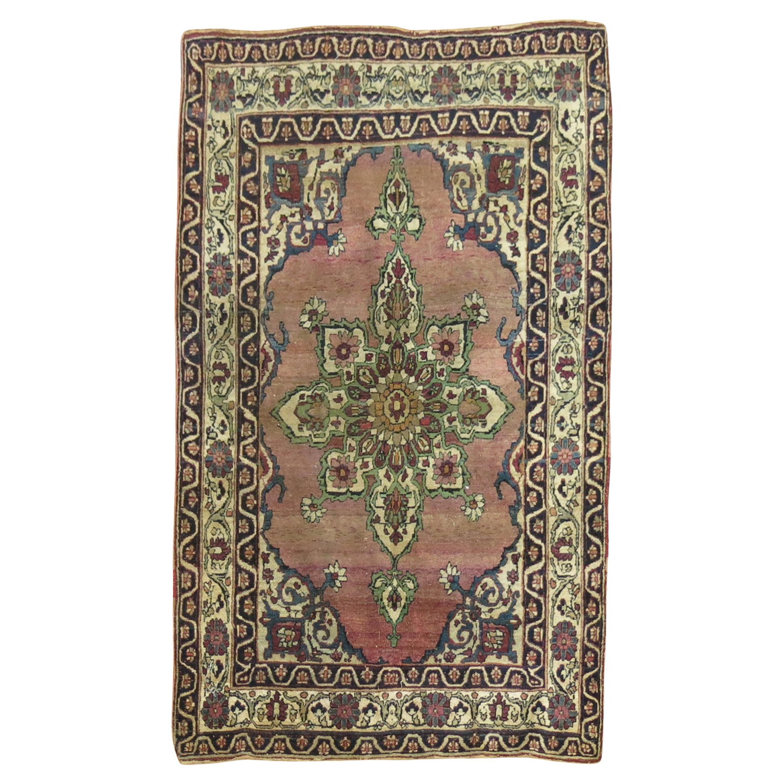 Persian Lavar Kerman Hand-Knotted Wool Throw Rug 39 x 56 in (1 of 8)