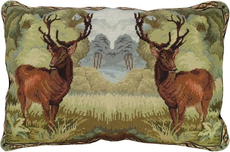 Handmade Wool Deer Pillow with Velvet Back 18x28 Inches: Handmade Wool Deer Pillow with Velvet Back 18x28 Inches This luxurious wool pillow features a stunning deer design, perfect for adding a touch of wildlife elegance to your home decor. The pillow is ha