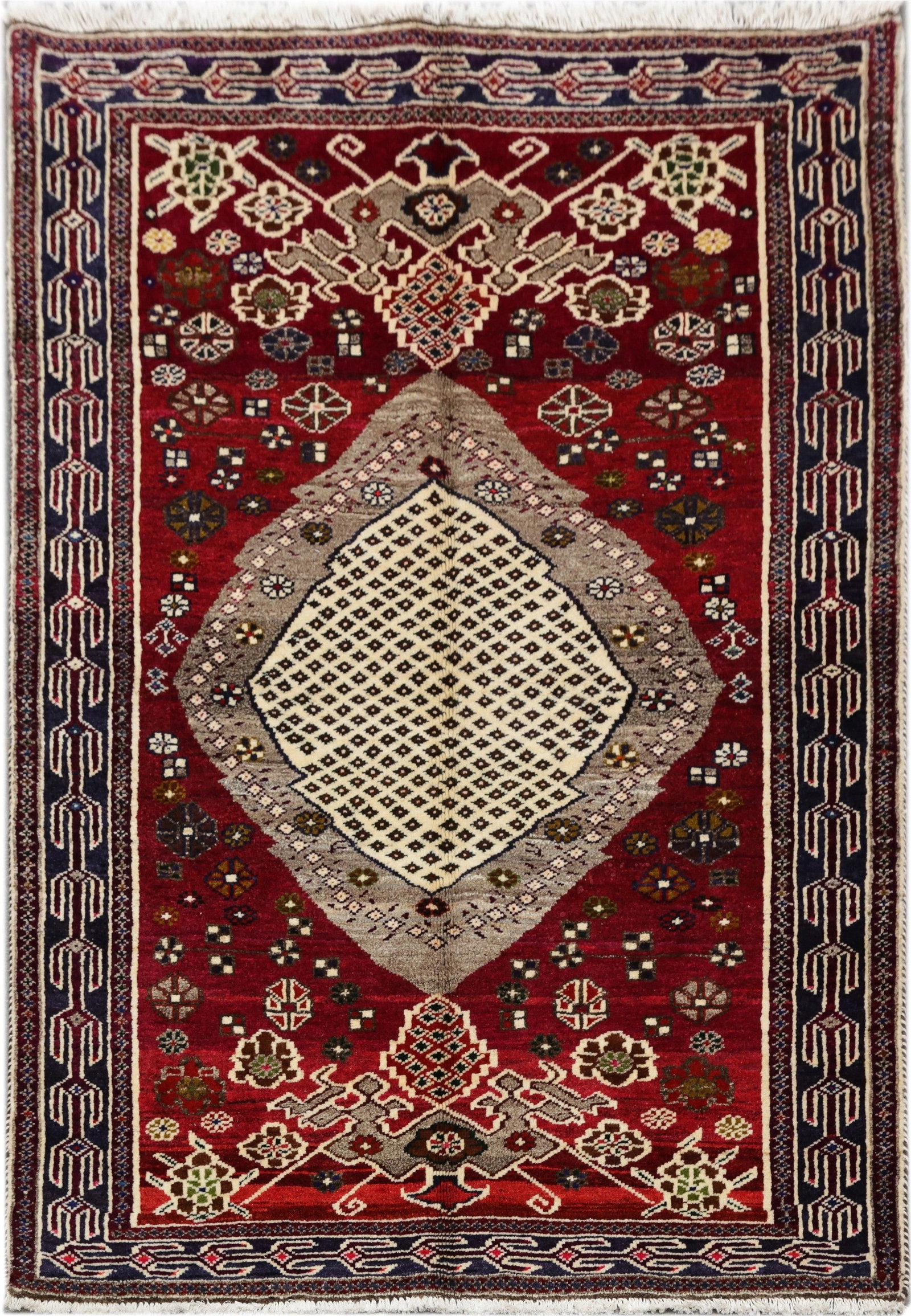 Handcrafted 4'3 x 6'2 Red Persian Hamadan Area Rug (1 of 6)