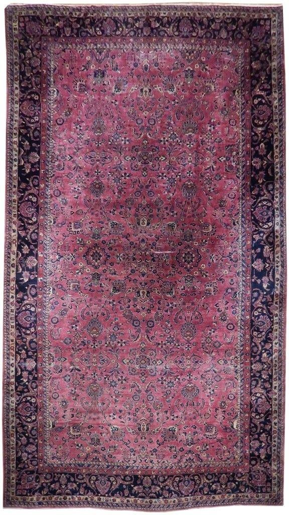 Antique Persian Sarouk Rug 12.2 x 21.2 Plum Red 1930s Handmade (1 of 6)