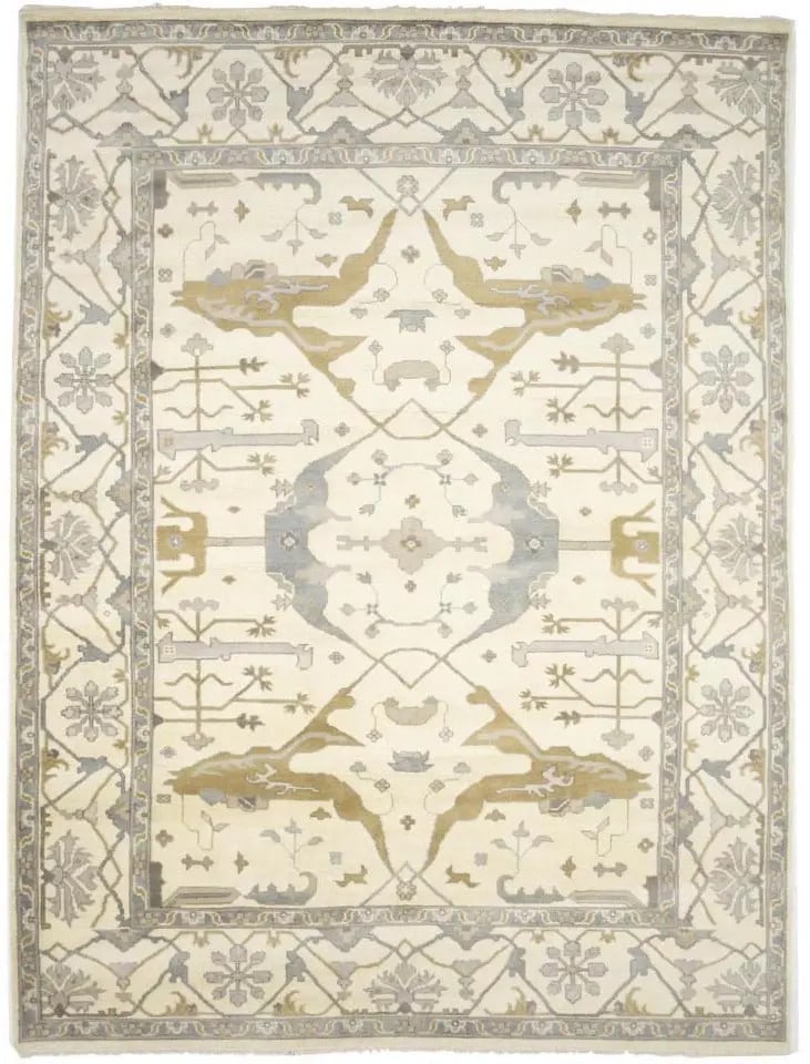 Wool Floral Area Rug 10'0 x 13'9 Hand-Knotted Oushak Modern Design (1 of 14)