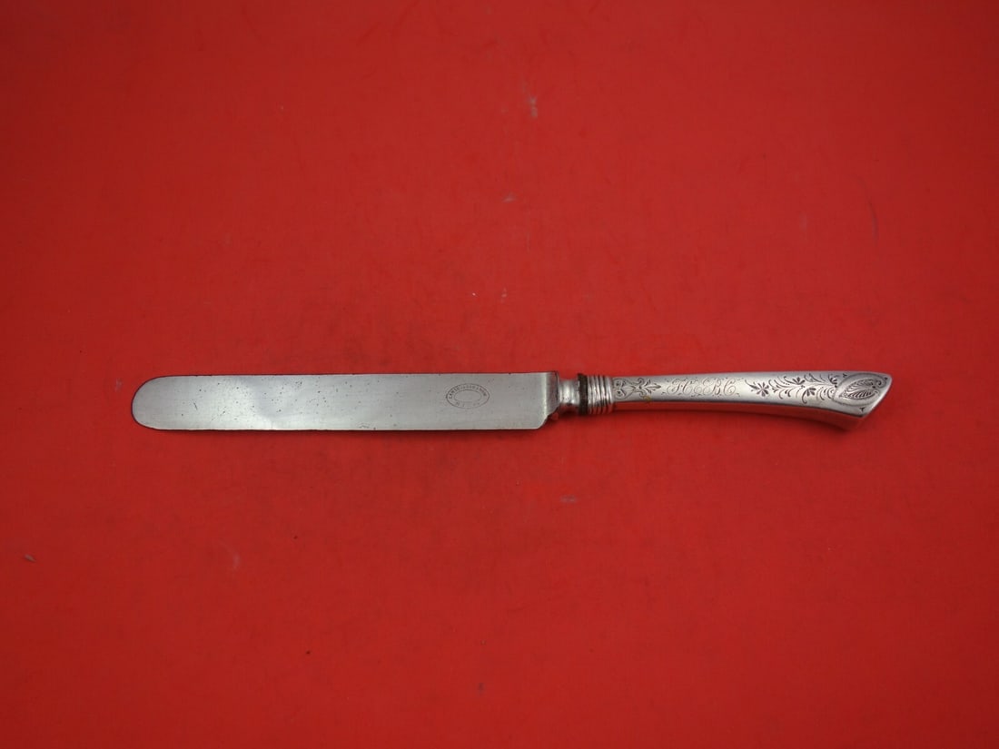 Goodnow Lamson Sterling Silver Dinner Knife Blunt Blade 10.5 inches: Goodnow Lamson Sterling Silver Dinner Knife Blunt Blade 10.5 inches This exquisite dinner knife from the Lamson pattern by Goodnow is crafted from high-quality sterling silver. Featuring a bright-cut 