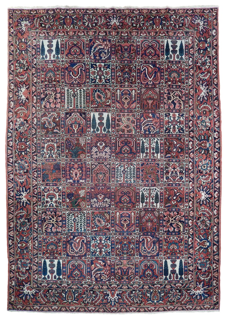 Handcrafted Dark Maroon Persian Bakhtiari Rug 9'3 x 12'3 Silk-like Pile (1 of 6)