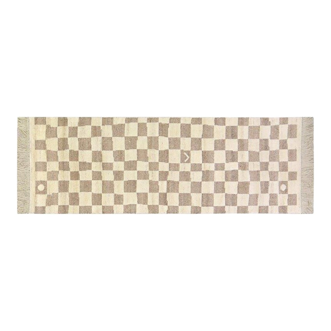 Hand Knotted Wool Moroccan Checkers Rug 3'2 x 6'10 Vintage 1970s (1 of 2)