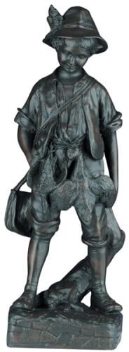Traditional Lodge Style Hunting Boy Figure Hand-Cast Resin Ebony Finish 22" (1 of 1)
