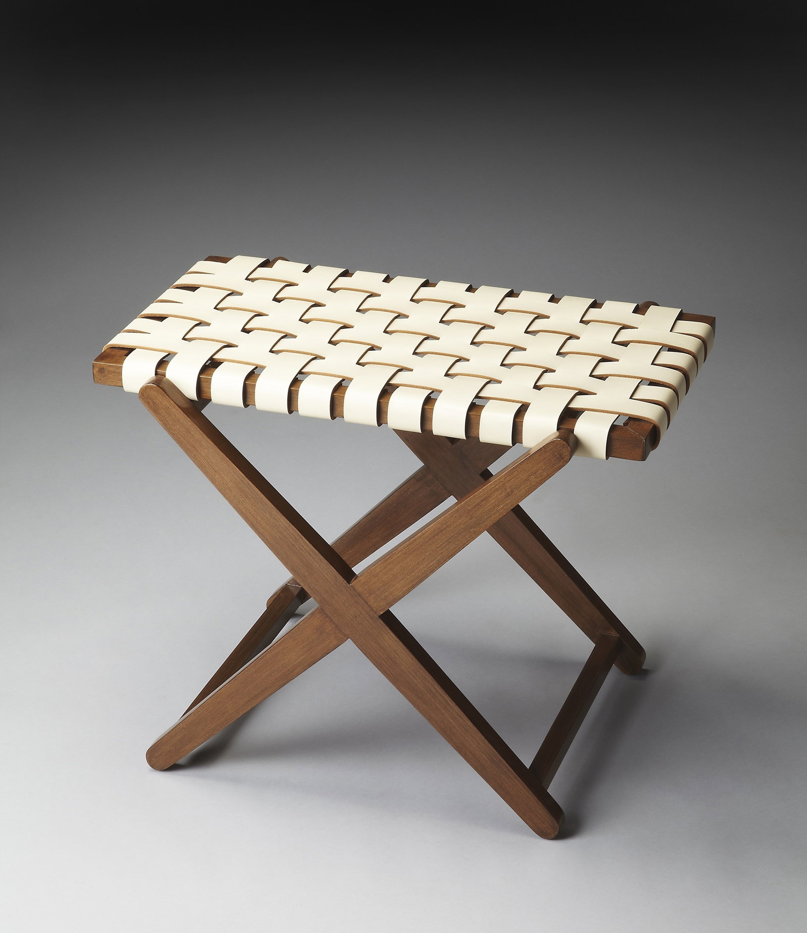 Butler Cipriani Mid-Century Modern Birch Leather Luggage Rack (1 of 2)