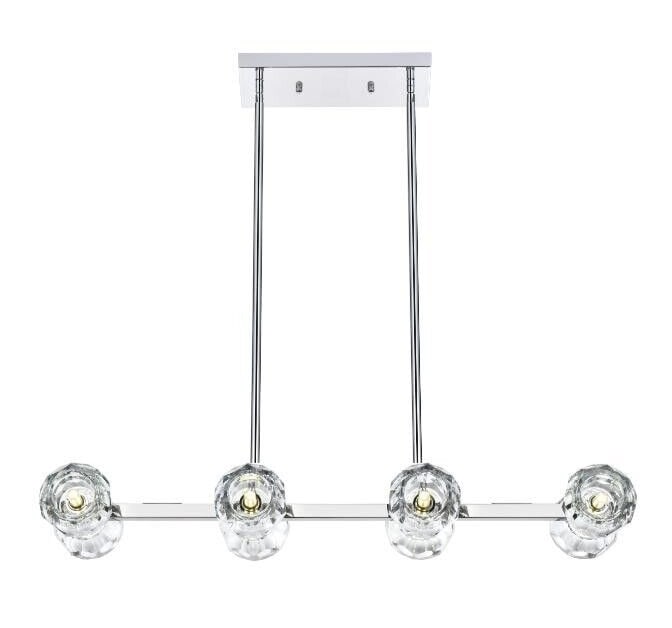 Eren 8-Light 31" Chrome Chandelier With Crystal Glass Shades Modern Pendant (1 of 9)