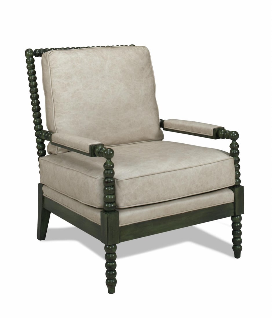Handcrafted Ebony Leather Spool Chair (1 of 1)