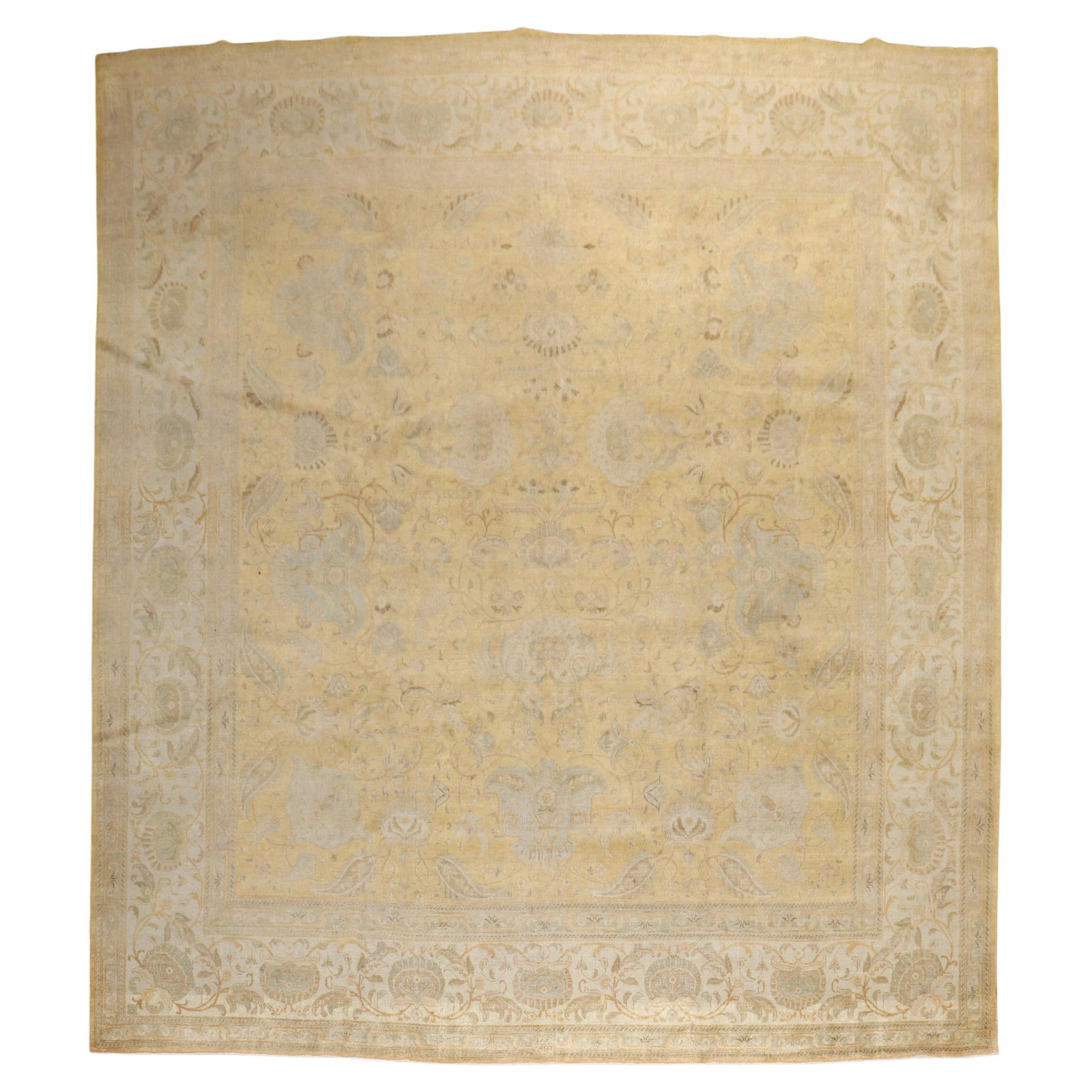 Antique Persian Tabriz Rug Gold Ivory Hand-Woven Revival 10'8 x 12'5 (1 of 12)