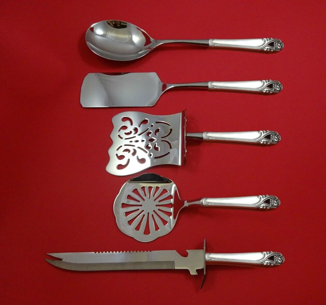 International Sterling Silver Spring Glory 5pc Brunch Serving Set: International Sterling Silver Spring Glory 5pc Brunch Serving Set Elevate your brunch gatherings with the exquisite Spring Glory 5-piece Brunch Serving Set by International Sterling. This elegant host