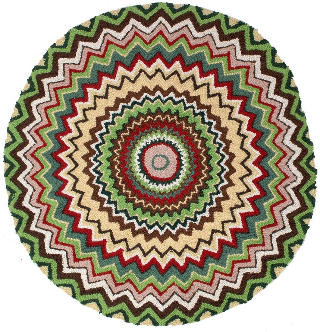 Vibrant 5x5 Round Wool Rug Topper Collection Mid-Century Modern: Vibrant 5x5 Round Wool Rug Topper Collection Mid-Century Modern Introducing a vibrant round wool rug from the Topper Collection, perfect for adding a stylish touch to your home decor. This rug feature