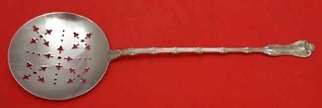 Whiting Imperial Queen Sterling Silver Pierced Mote Spoon 10 1/4": Whiting Imperial Queen Sterling Silver Pierced Mote Spoon 10 1/4" This exquisite serving spoon features the elegant Imperial Queen pattern by Whiting, crafted from high-quality sterling silver. Measur