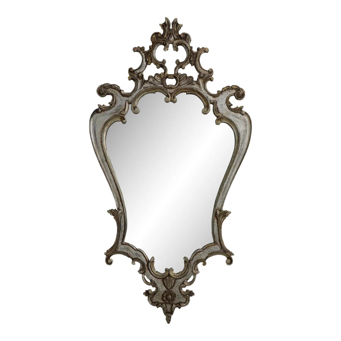 Vintage 1960s Labarge Silver Gilt Italian Mirror 25.5w x 48h: Vintage 1960s Labarge Silver Gilt Italian Mirror 25.5w x 48h This vintage Italian mirror from the 1960s showcases stunning craftsmanship and exquisite design. It features a high-quality gilt wood fram