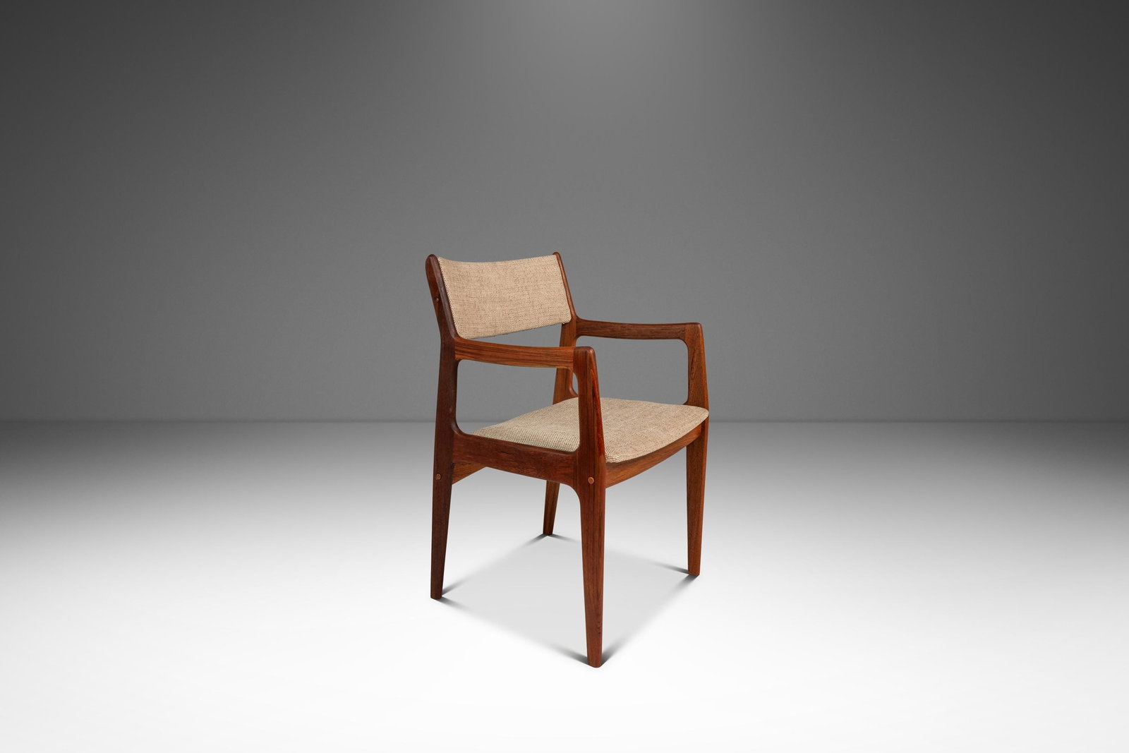 Teak Scandinavian Modern Armchair Restored With New Oatmeal Fabric 1970s Style (1 of 18)
