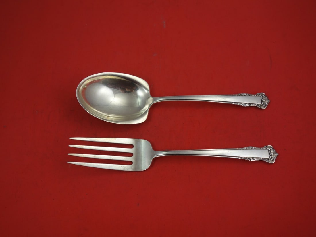 Lunt English Shell Sterling Silver Salad Serving Set 2pc 9" (1 of 2)