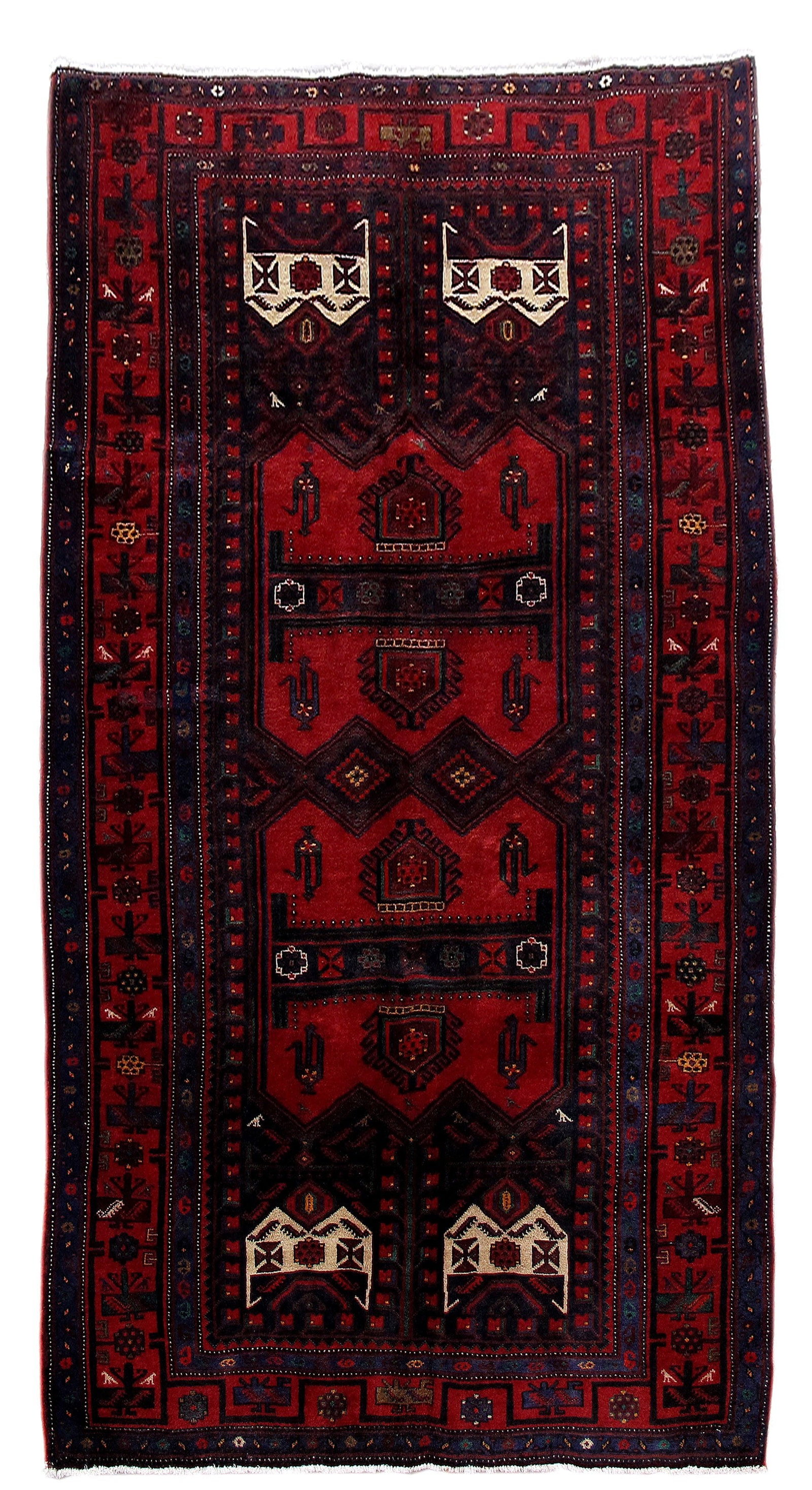 Luxurious 5'3 x 9'10 Persian Red Hamadan Rug Handmade in Iran (1 of 6)