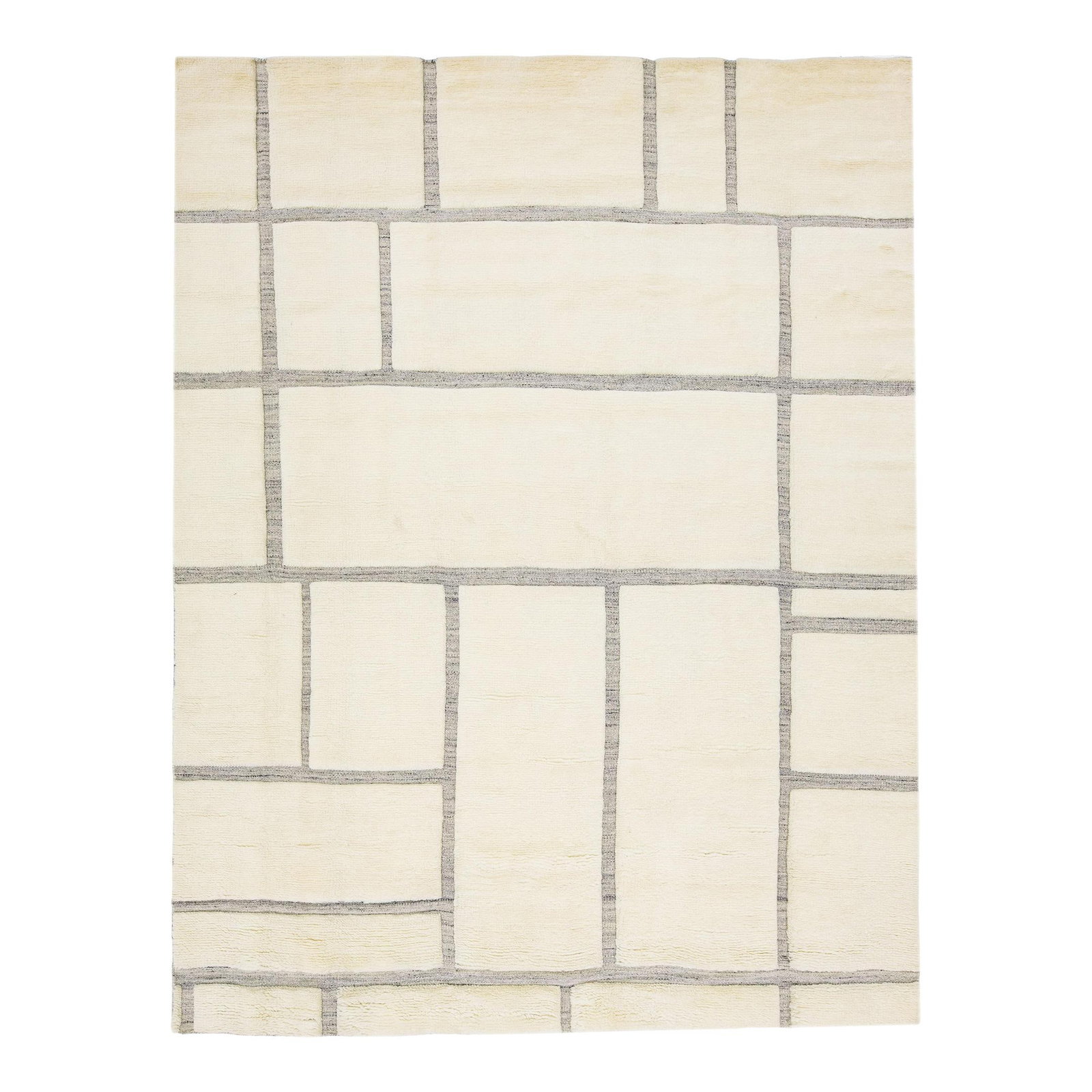 Modern Moroccan Geometric Wool Rug 8' x 10' Ivory: Modern Moroccan Geometric Wool Rug 8' x 10' Ivory Add a touch of elegance to your space with this stunning modern Moroccan style rug. Hand-knotted from high-quality wool, it features tranquil and eleg