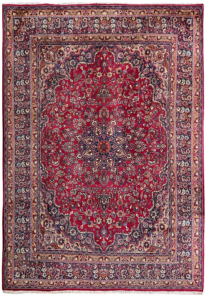 9.8 x 13.0 Authentic Persian Handmade Wool Rug Burgundy (1 of 12)