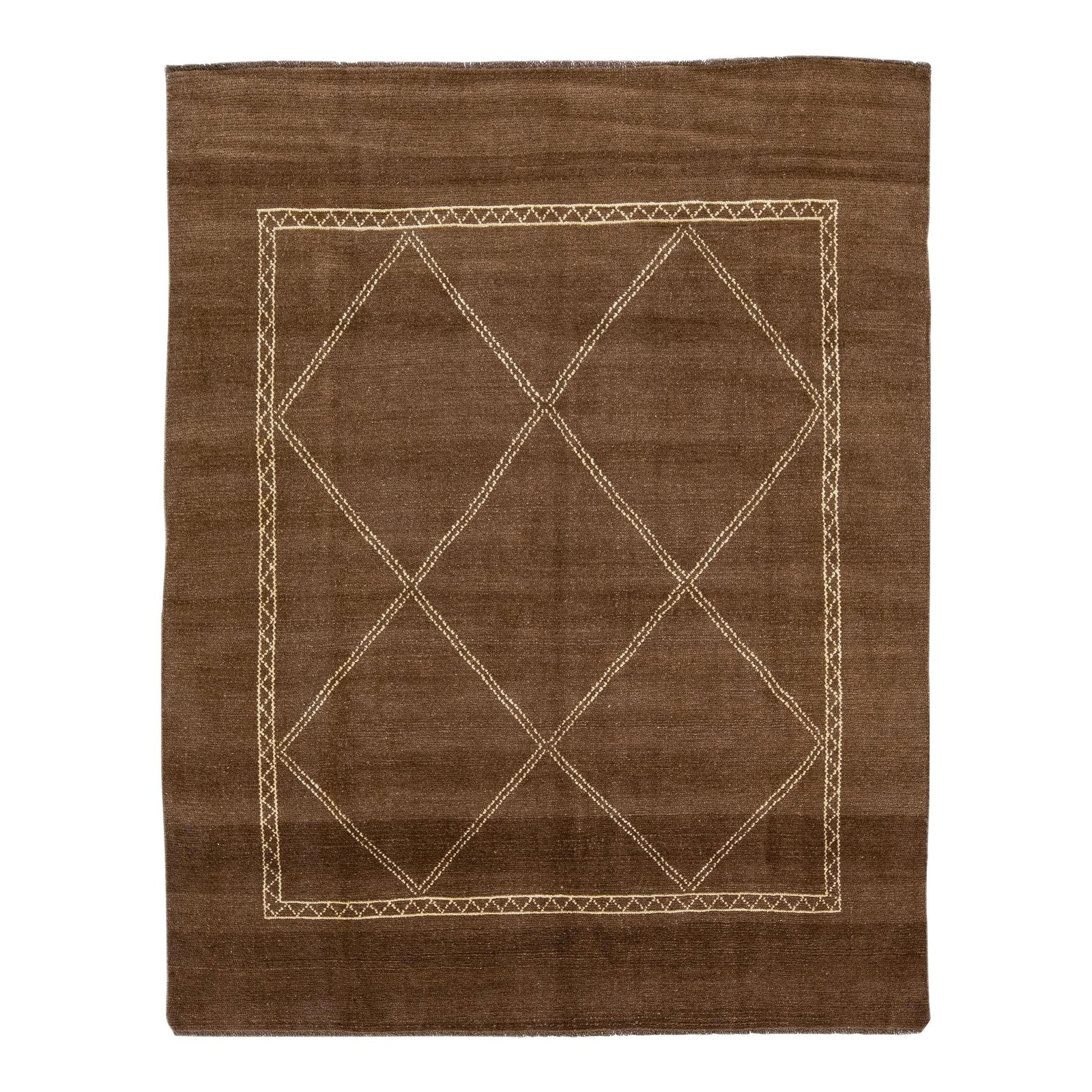 Handmade Brown Wool Moroccan Tribal Geometric Rug 6'6 x 8'3 (1 of 8)