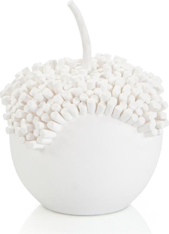 John-Richard Rococo Acorn Porcelain Sculpture Snow White 9H 8W 8D: John-Richard Rococo Acorn Porcelain Sculpture Snow White 9H 8W 8D This exquisite acorn-shaped sculpture is crafted from high-quality porcelain, showcasing a stunning snow white finish. With its Rococo