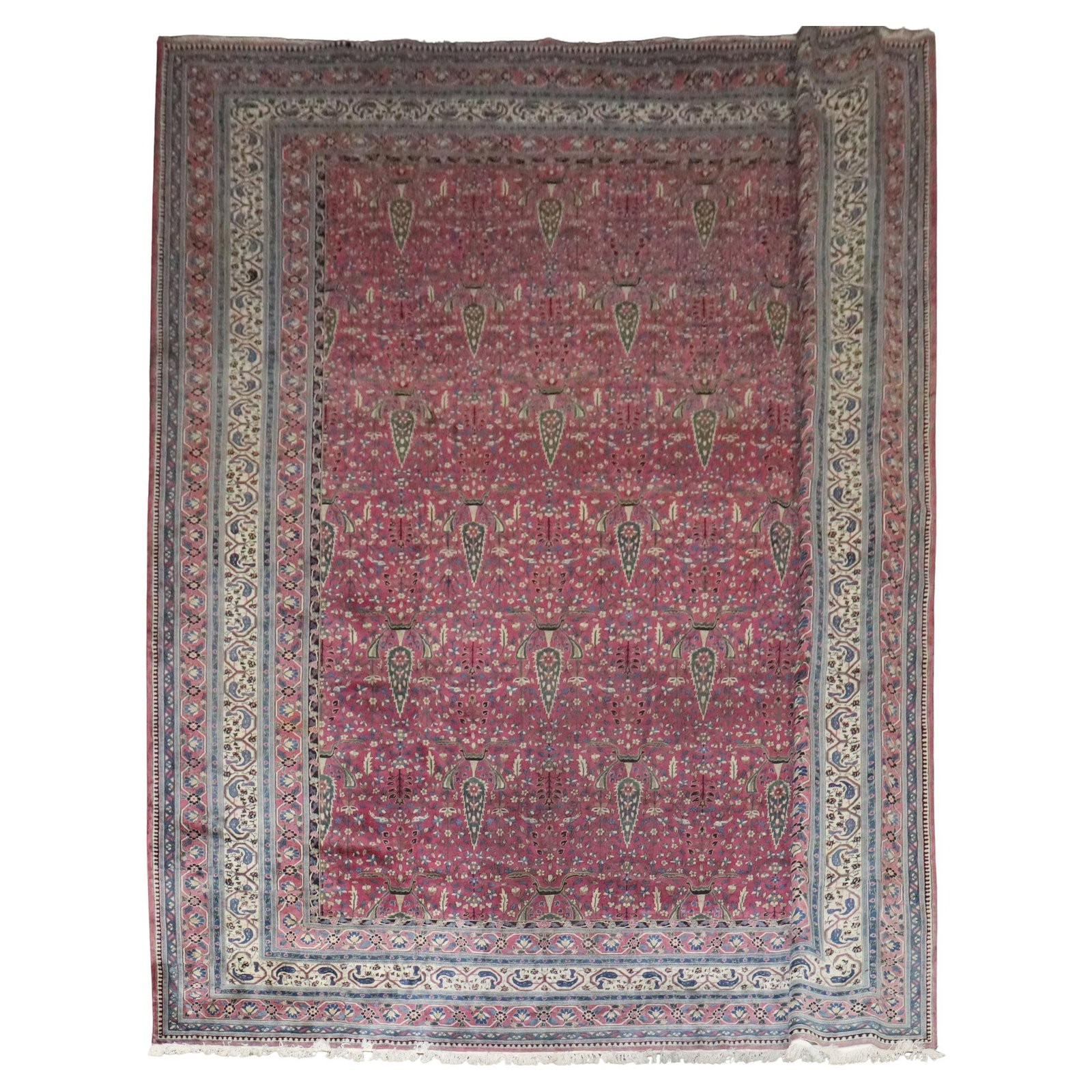 Zabihi Collection Antique Kirman Carpet 13 x 17'4 Plum Color Iran Circa 1910 (1 of 16)