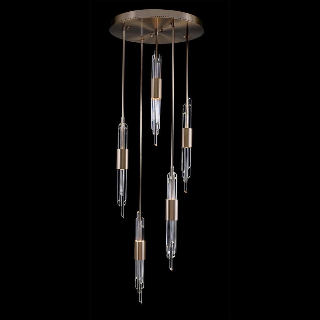 Kalco Lucca Contemporary Crystal Pendant Light Gold Finish 31H 24W 24D (1 of 1)