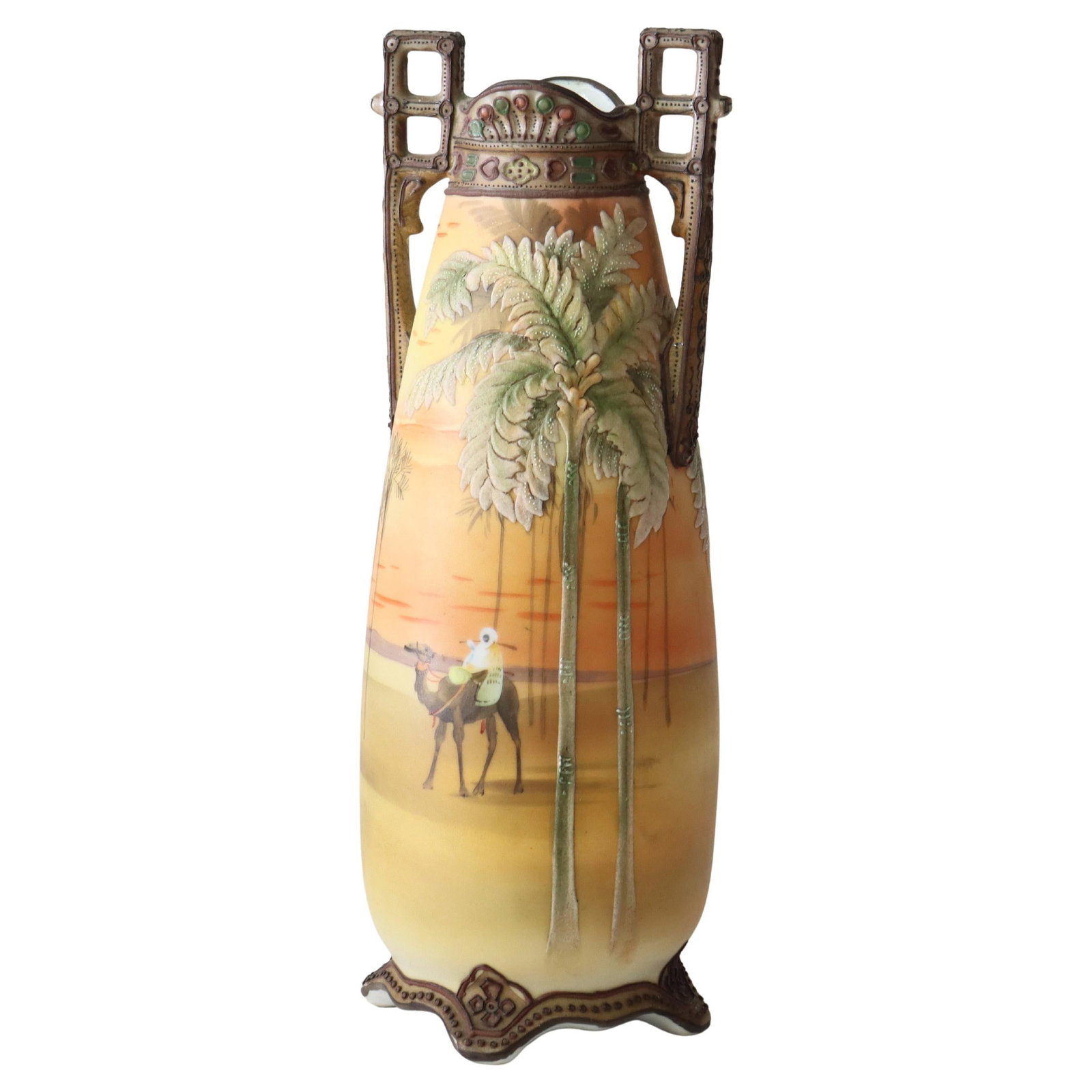 Signed Antique Nippon Moriage Persian Porcelain Vase C1920 (1 of 9)
