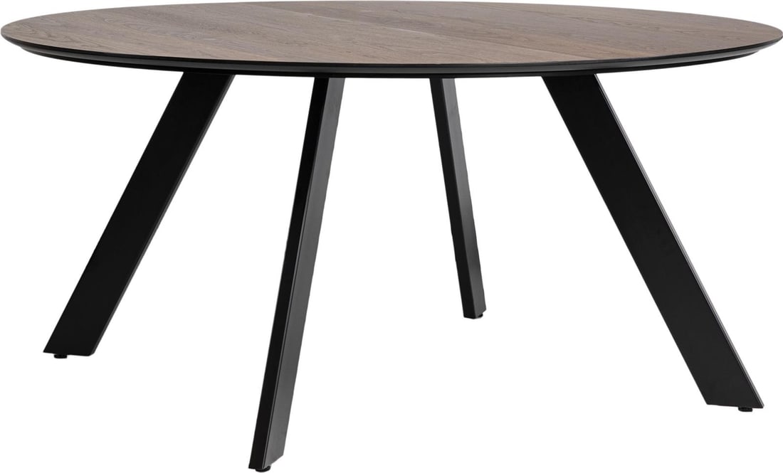 Modern Ladera Dining Table Smoked Walnut Top Black Metal Legs (1 of 3)