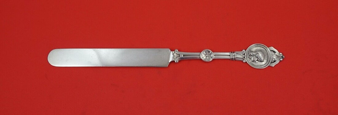 Schulz and Fischer Medallion Sterling Silver Knife 6 3/4" Monogrammed (1 of 2)