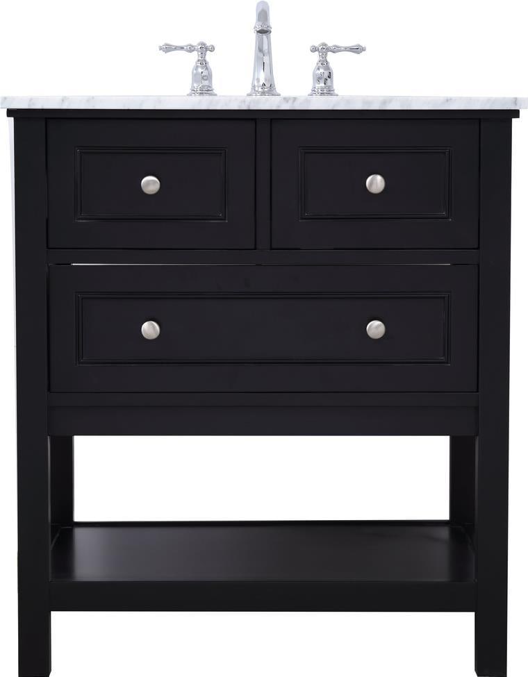 Elegant Lighting Contemporary Black Bathroom Vanity Solid Wood Brushed Nickel Finish: Elegant Lighting Contemporary Black Bathroom Vanity Solid Wood Brushed Nickel Finish Elevate your modern spaces with this contemporary black vanity, designed to seamlessly blend style and functionalit