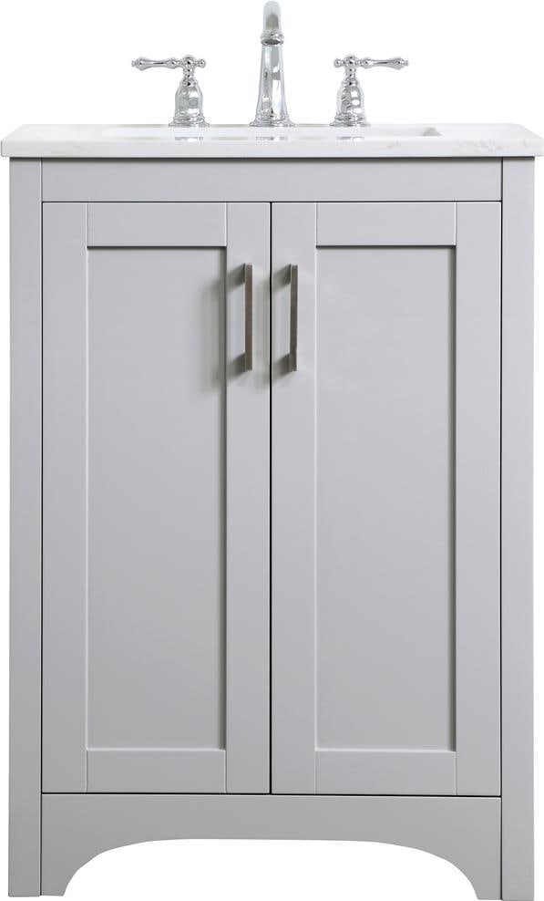 Elegant Lighting 24 Inch Grey MDF Vanity with Brushed Nickel Finish: Elegant Lighting 24 Inch Grey MDF Vanity with Brushed Nickel Finish This stylish 24" grey vanity is the perfect addition to any bathroom, offering a contemporary aesthetic with its transitional style.