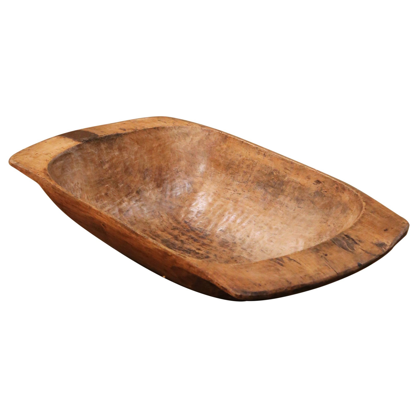 French Elm Hand-Carved Antique Dough Bowl with Handles Circa 1880 (1 of 9)