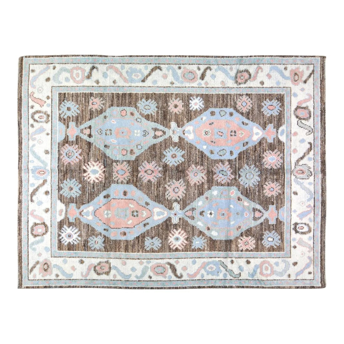 7'4" x 9'10" Azilal Wool Area Rug Hand Knotted Moroccan: 7'4" x 9'10" Azilal Wool Area Rug Hand Knotted Moroccan This Moroccan Azilal rug features a hand-knotted wool construction with a fine weave and soft texture. The rug showcases a brown color and is cr