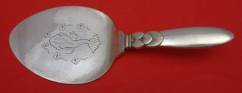 Georg Jensen Cactus Sterling Silver Fish Server Oval 8 3/4" (1 of 2)