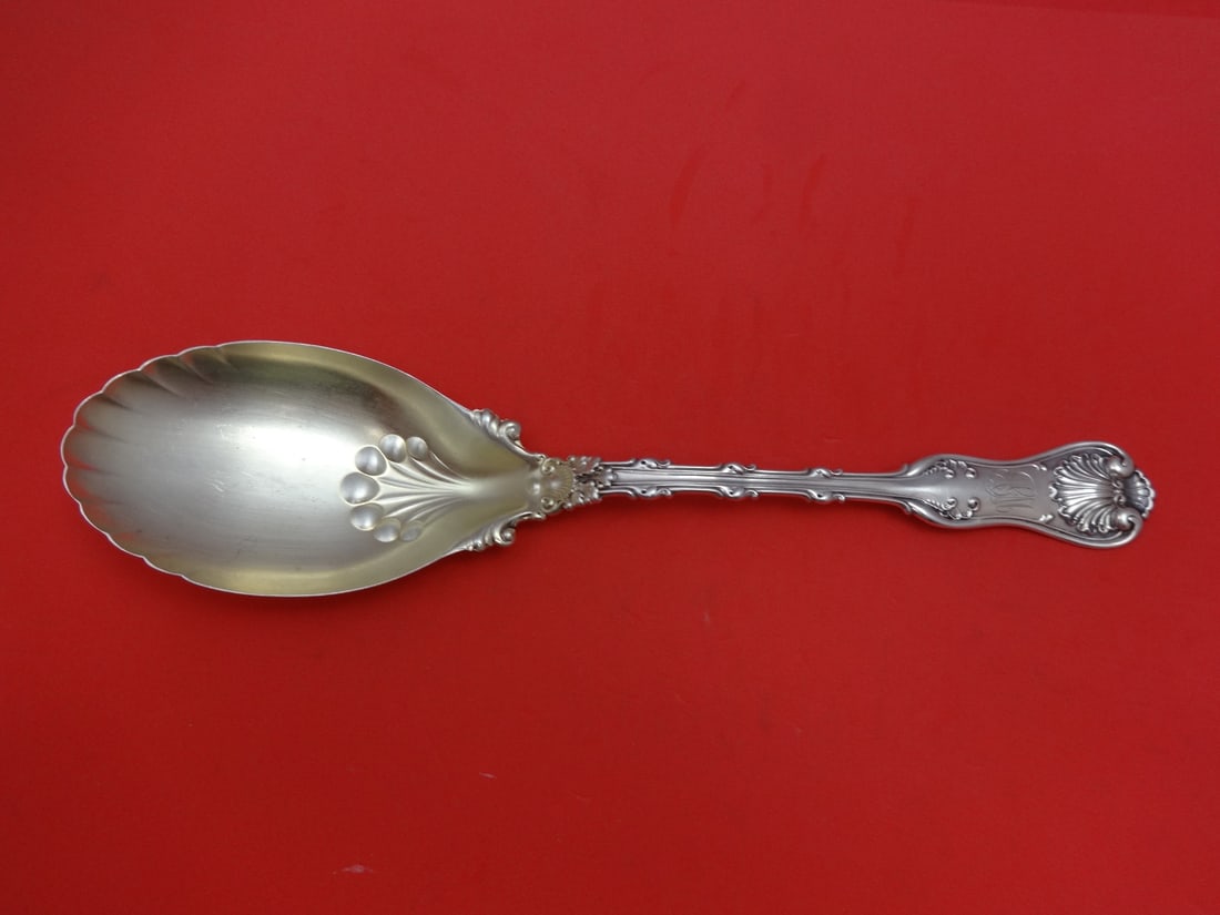 Whiting Imperial Queen Sterling Silver Berry Spoon Goldwashed 9.5" (1 of 2)