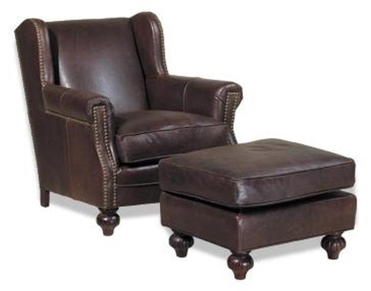 Handcrafted Coffee Leather Ottoman USA 18H 27W 21D (1 of 1)