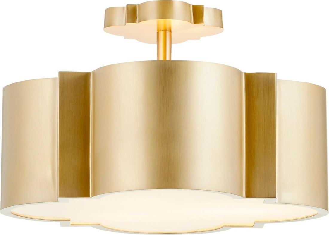 Cyan Wyatt Modern Bowl Chandelier Aged Brass Glass 3 Bulb (1 of 4)