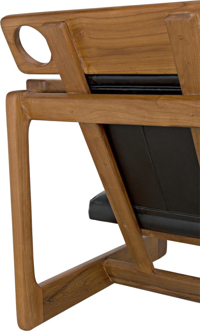 Noir Buraco Danish Modern Teak Leather Chair Black Gloss Finish (1 of 13)