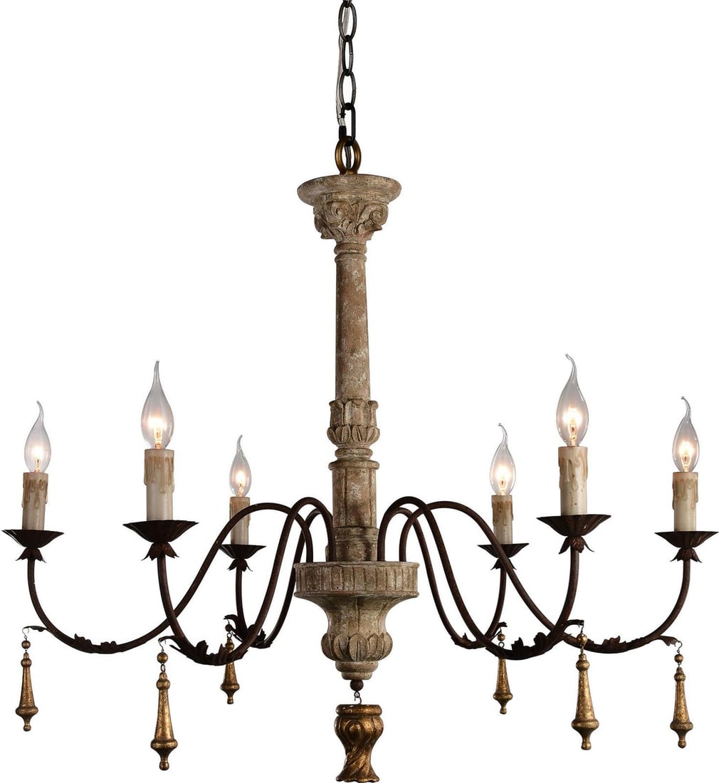 Terracotta Alessia Neo-Classical Iron Chandelier Copper Ivory 6-Light (1 of 1)