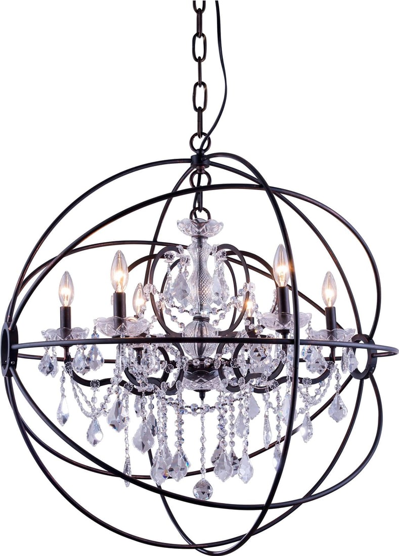 Elegant Lighting Dark Bronze Geneva Pendant Lamp with Clear Crystal Finish: Elegant Lighting Dark Bronze Geneva Pendant Lamp with Clear Crystal Finish Illuminate your space with the Elegant Dark Bronze Geneva Pendant Light, designed in a charming antique or vintage style. Thi