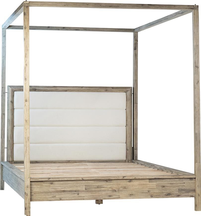 English Traditional Juliette Canopy Bed in Off-White Fabric (1 of 3)