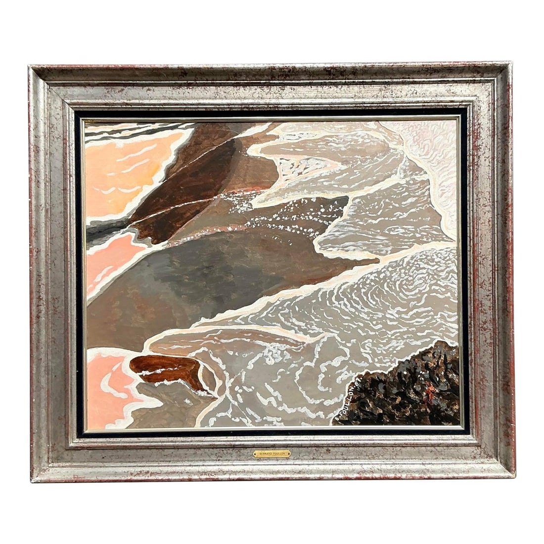 Boho Chic Framed Original Seascape Oil Painting on Canvas 32 x 27.5 (1 of 10)